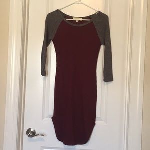 Baseball T Burgundy and Gray Dress